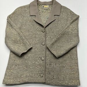 Women's Vintage Wool GALERIE Sweater Blazer Hand Loomed In Italy